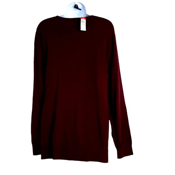 Womens Pull Over Sweater XXL Long Sleeve Beaded Burgundy Crew Neck - Picture 4 of 7